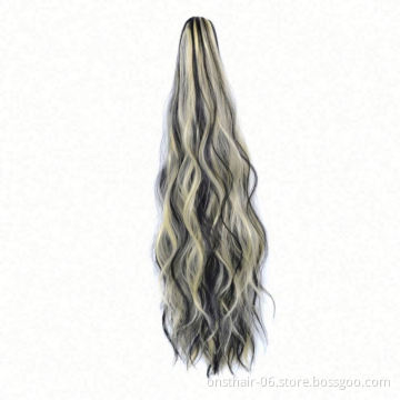 Long Roll Ponytail Wig Hair Curly Drawstring Ponytail Synthetic Hairpiece Hair Piece For Women Fake Bun Clip In Hair Extension